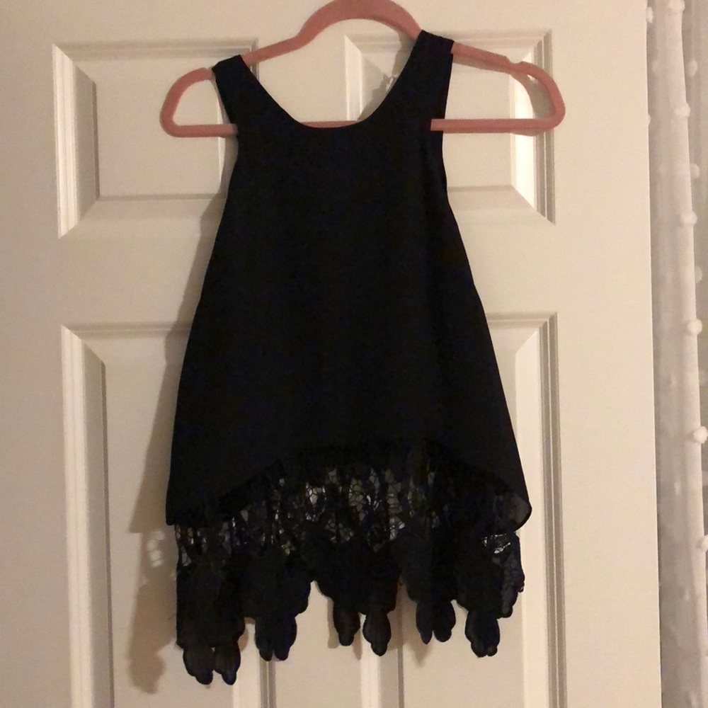 Black tank top with lace trim